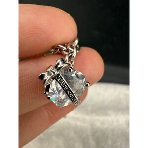Vintage Juicy Couture Charm‎ Bracelet Silver Tone Rhinestone 7"